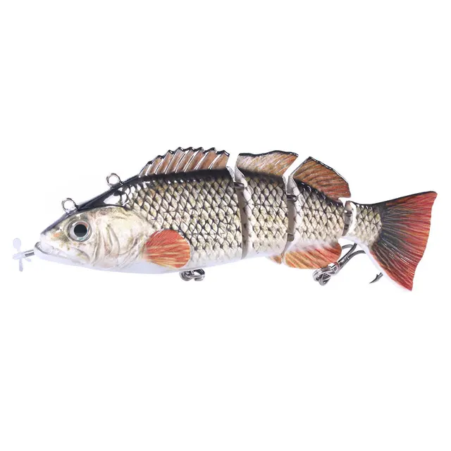 Robotic Fishing Lure USB Electric LED Swimbait 4 Segments Jointed Swimming Wobblers Rechargeable Auto Crankbait Pike Bait Hook Swimming Lure 8