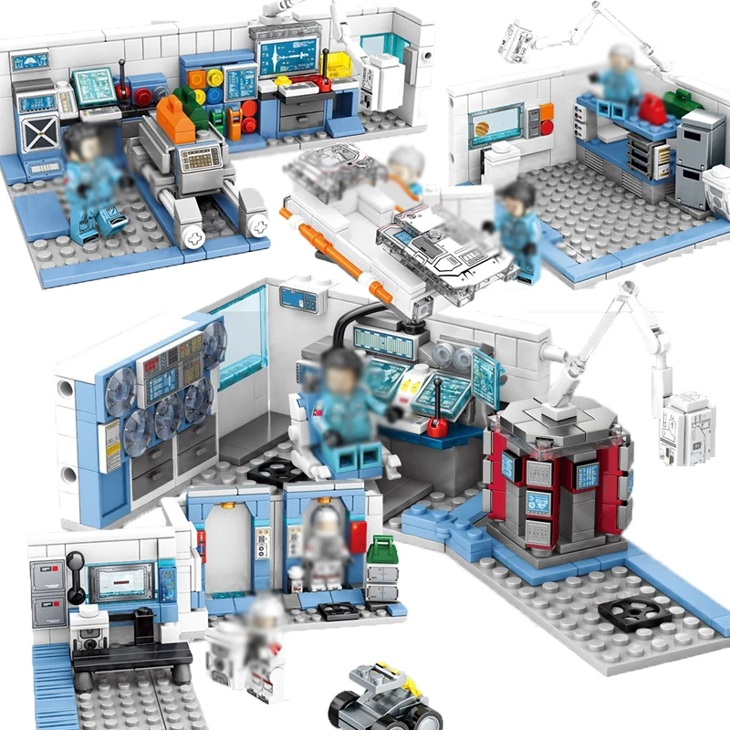 

4 in 1 the city Earth Air Space Station Building Block Aerospace Lab Brick astronaut war movie toy for children gift