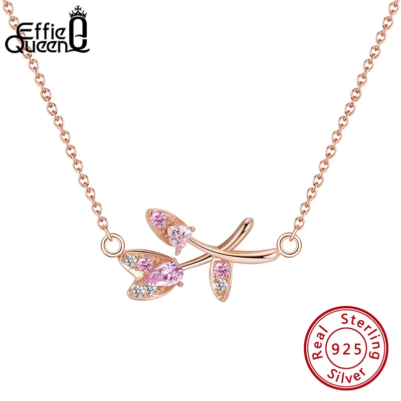 Effie Queen изящное женское вечернее ожерелье из серебра 925 пробы розовое золото 4A