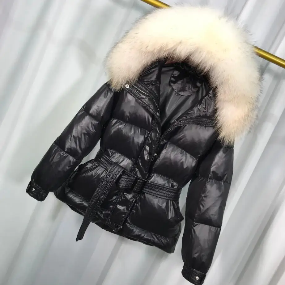 Grand rеel fourrure de raton laveur nouveau femmes A capuche femme hiver canard doudoune lâche chaud manteau vers le bas Parka hiver manteau femmes