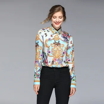 

Slim Office Lady Blouse Spring Summer Long Sleeve Elegant Print Shirt for Women Top Blusas Femininas Women's Work Wear Clothing