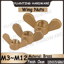 

1Piece~10Pcs DIN315 GB62 M3 M4 M5 M6 M8 M10 M12 Brass Wing Nuts Hand Tighten Nuts with Coarse Thread
