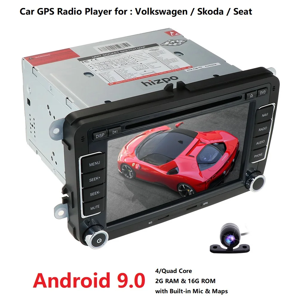 2G+ 16G Android 9,0 2DIN 7 дюймов ips Автомобильный мультимедийный плеер для Volkswagen VW golf passat b6 Touran polo sedan Tiguan jetta RDS DAB