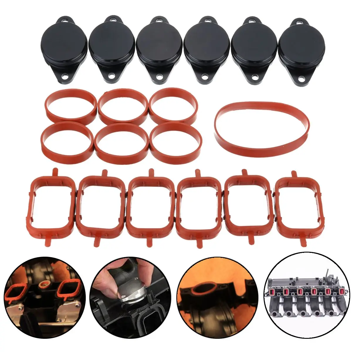 19Pcs 32mm O-Ringen Car Swirl Flap Blank Bungs + Manifold Gaskets For BMW E39 E46 E53 E60 E90-E93 1999-2010 #11617790198