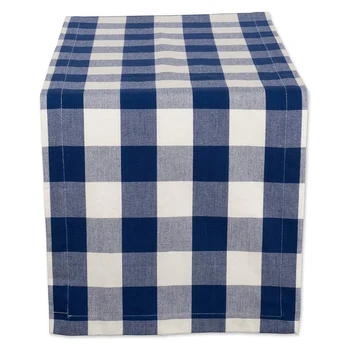 

Checkered Table Runner Cotton Modern Design Elegant Decor for Indoor Outdoor Events 30x180cm Blue and White