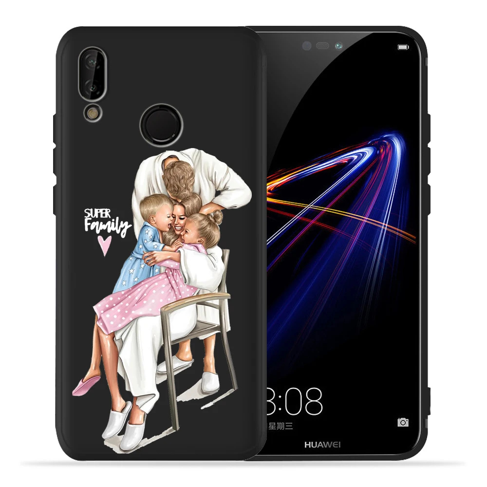 Модный черный чехол для телефона с надписью Super Mom и Baby Girl Huawei P40 Lite Honor 8 9 10 honor 9X 20 P