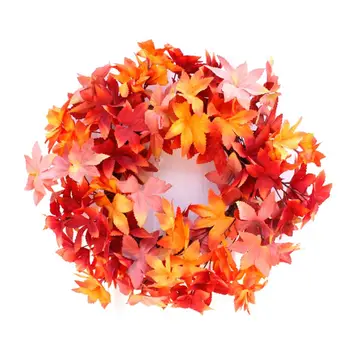 

Halloween Autumn Harvest Maple Leaf Door Wreath Garland Thanksgiving Decoration 11UA