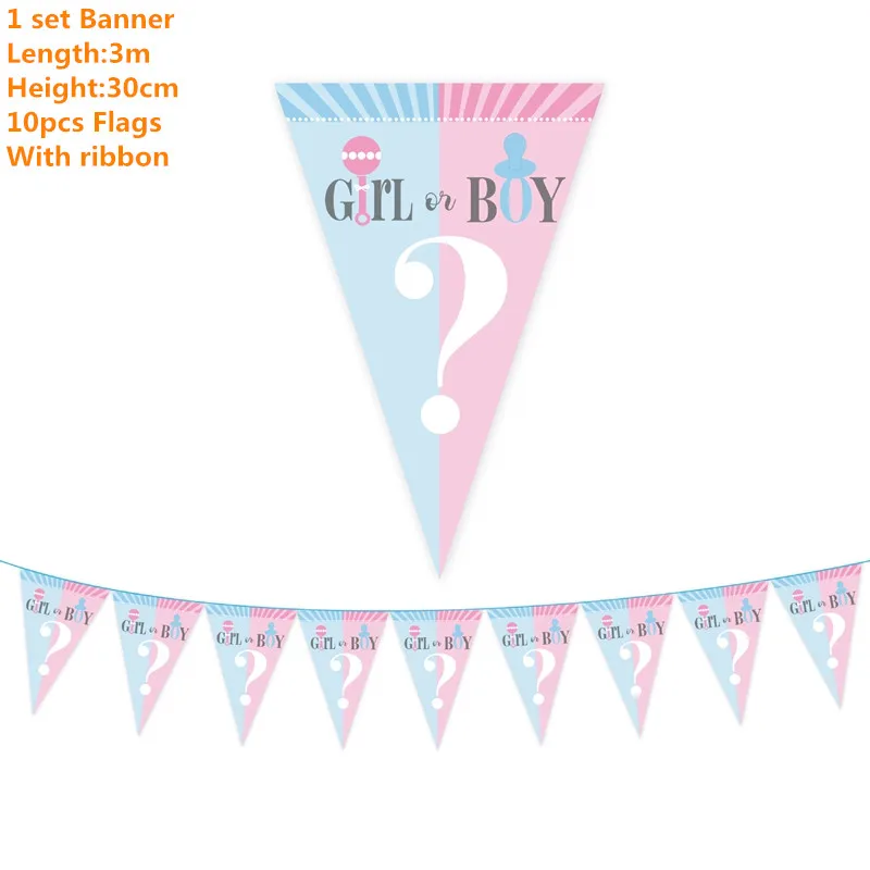 1 комплект пол раскрывает партии девочка или мальчик одноразовая посуда детский душ Девочки Мальчики тарелка чашки день рождения принадлежности для украшения стола - Цвет: 1set Banner