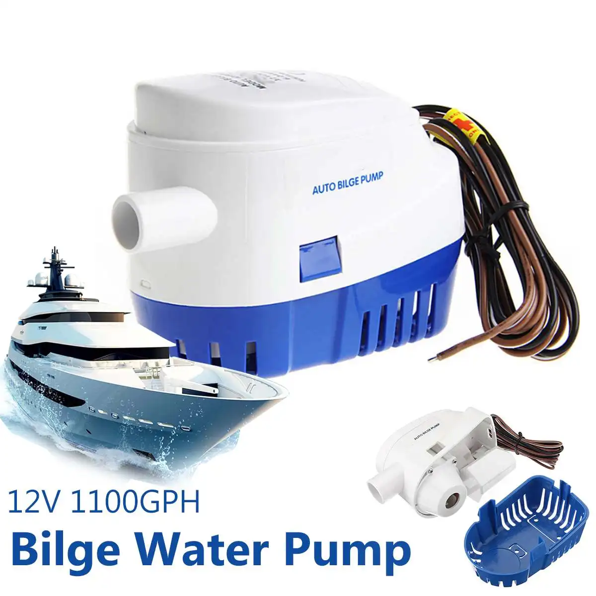 12V 1100GPH автоматический лодочный Трюмный насос погружной Электрический водяной с
