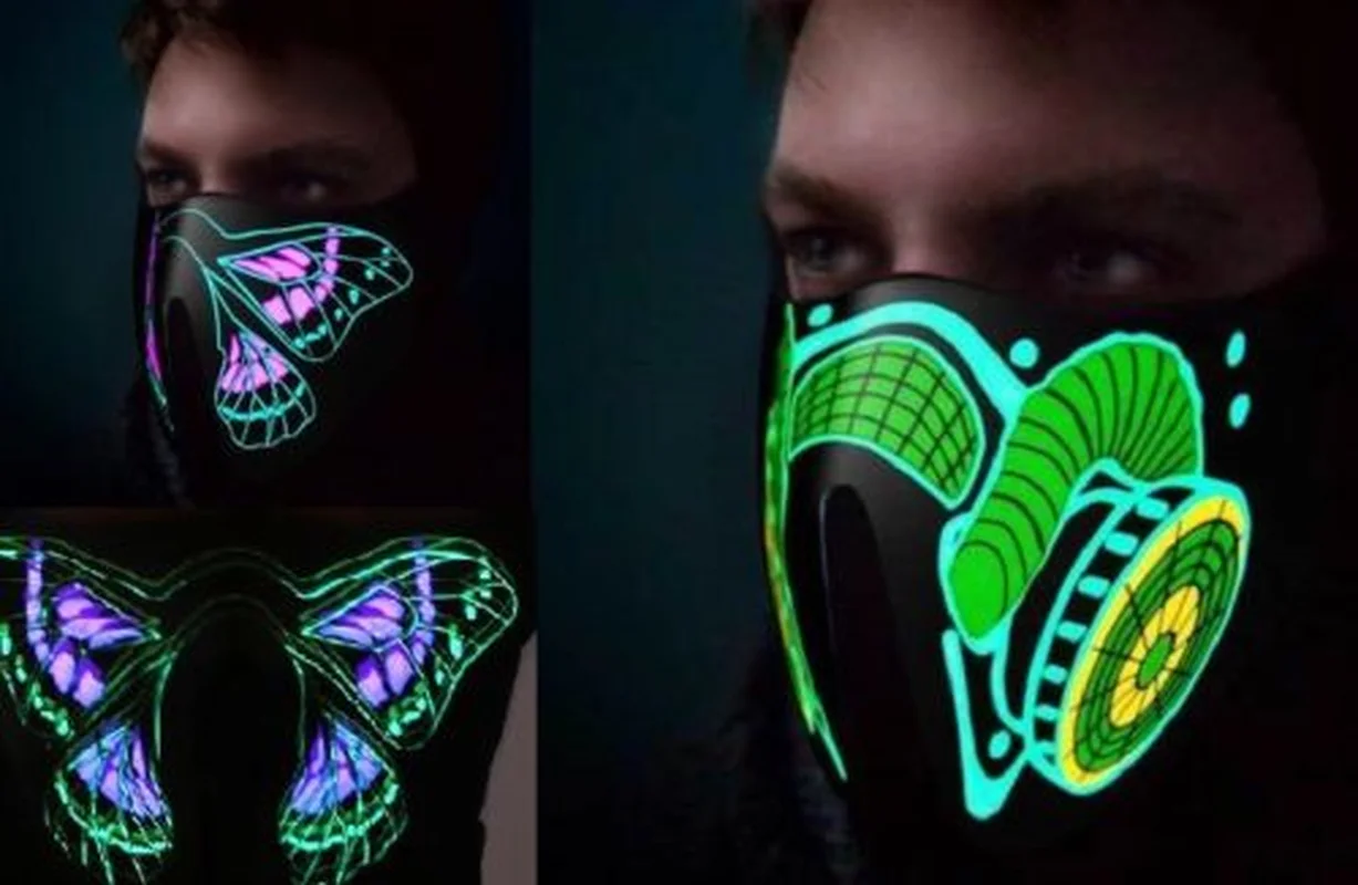 Велоспорт маска для лица светодиодный Rave Праздничная маска Эквалайзер мигающий музыкой Светящийся Косплей танец DJ велосипедная маска для лица