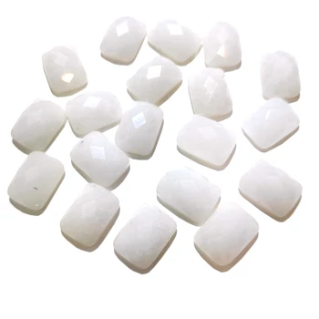 

Natural White Jades Stone Cabochon Beads Faceted rectangle No Hole Loose Beads For jewelry making DIY Ring necklace accessories