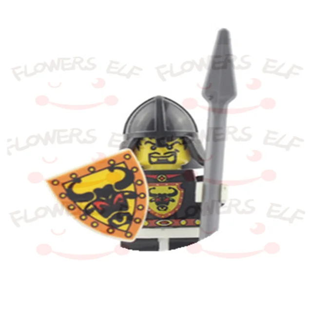 1PCS Blue Lion Red Green Dragon Knight Mini Two-person Villain Middle Age Assembling Building Blocks Children'sToy Medieval Knig 9807G