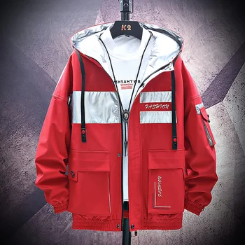 

Men's Jacket Fashion Bomber Casual Wild Sportwear Jacket Simple Hooded Jacket Men Zipper Outwear