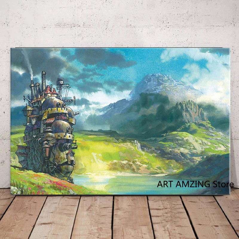 Studio Ghibli Howl S Moving Castle Japanese Anime Painting Art Poster Print Canvas Home Decor Picture Wall Print Painting Calligraphy Aliexpress