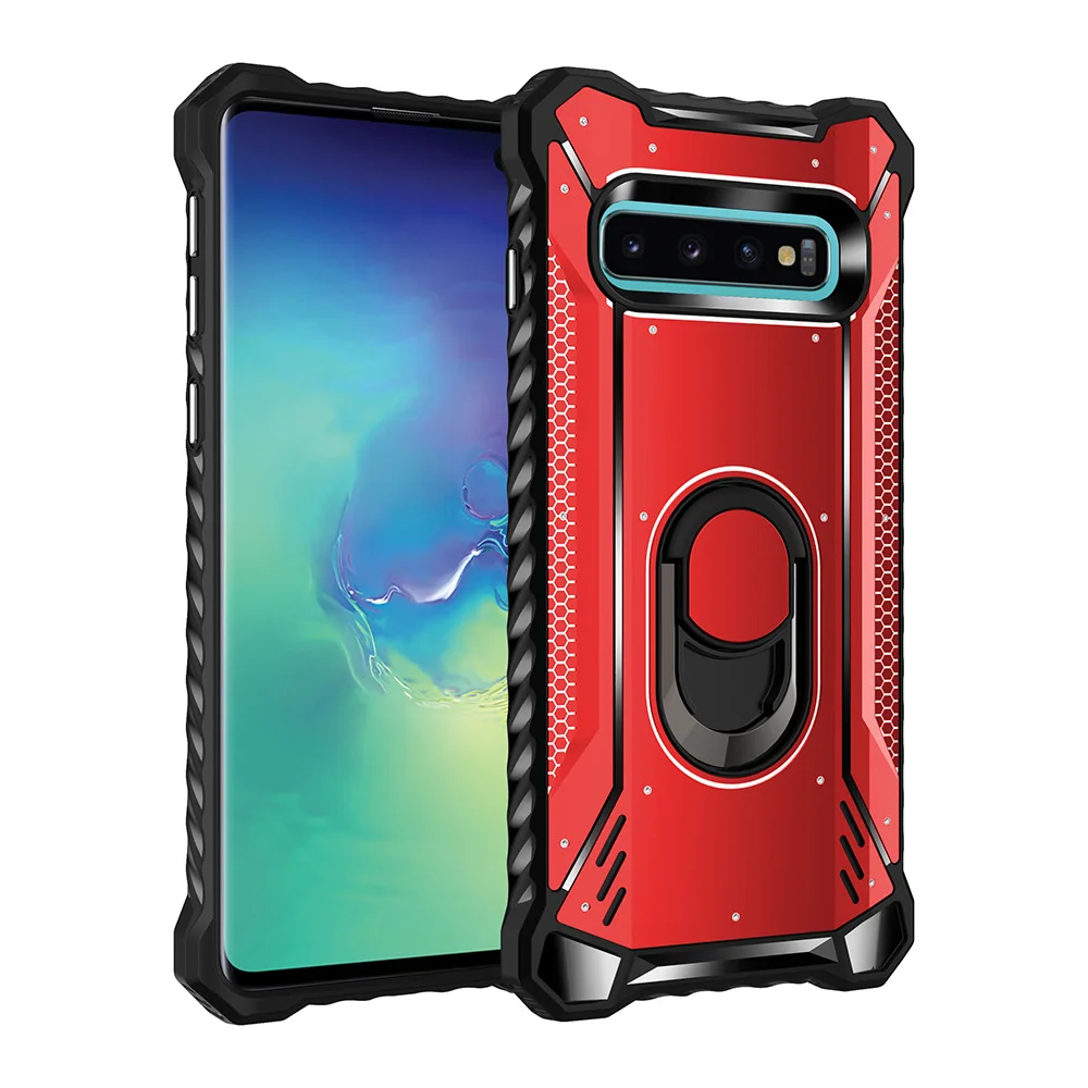 Армированный алюминиевый чехол с металлическим кольцом для samsung S10 Plus чехол сверхпрочный защитный чехол для samsung S9 Note 9 10 Plus S10e чехол - Цвет: Красный