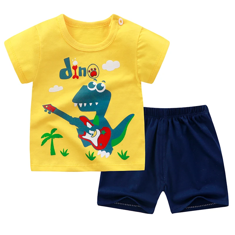 Baby Clothing Set luxury Summer Boy And Girl Pure Cotton Printed Cartoon Short Sleeved Shorts Suit Baby Clothes 2021 Assorted Patterns Styles Outfits baby knitted clothing set Baby Clothing Set