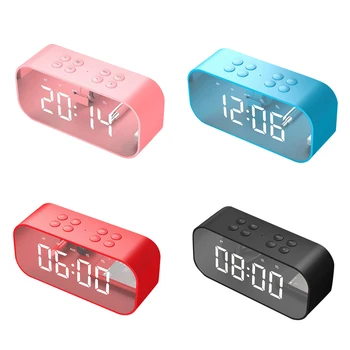 

Bluetooth 5.0 Music Player Speaker Clock Mirror Finish LED Display Wireless Portable Rechargeable Soundbox