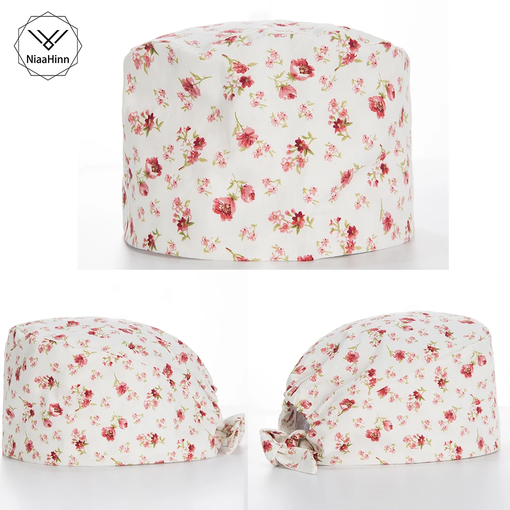

Surgical Cap Male and female doctors Nurses Hats Dentistry Beauty Hospital Laser Eye Operating room work hats Printing gourd cap