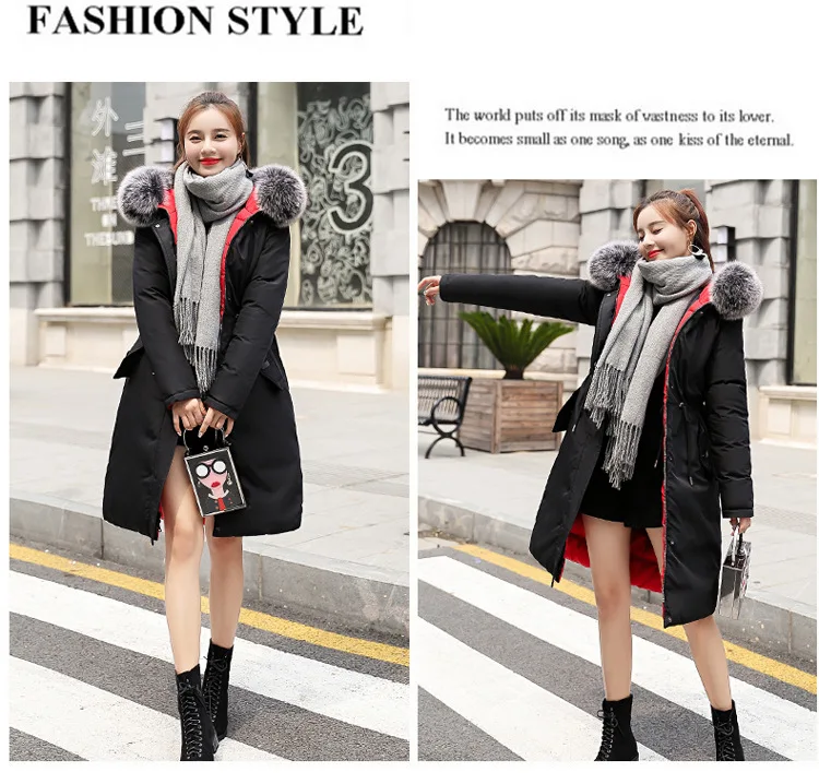 Korean-style New Style Mid-length Women's Thick Reversible down Jacket Cotton-padded Clothes Waist Hugging over-the-Knee Co