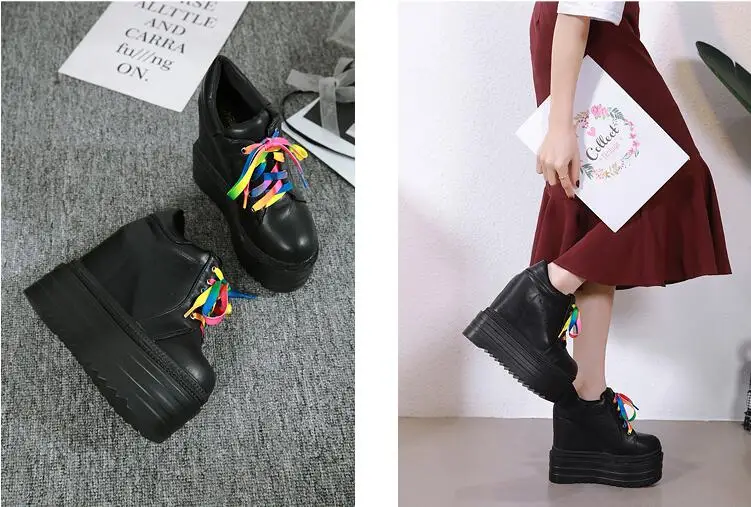 14cm wedge heel boots thick-soled platform shoes super high-heeled shoes