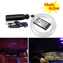 6 Вт RGB 12 в управление музыкой волоконно-оптический свет Автомобильная крыша звезда огни 100 шт/150 шт/200 шт 0,75 мм 2 м светодиодный волоконно-оптический кабель огни