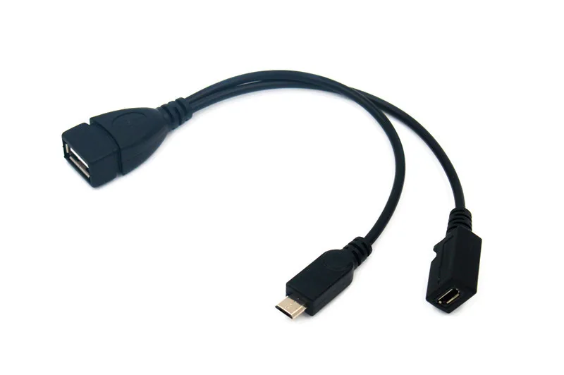30 шт./лот 2 в 1 OTG Micro USB хост Мощность Y сплиттер USB адаптер к Micro 5 Pin Мужской Женский кабель