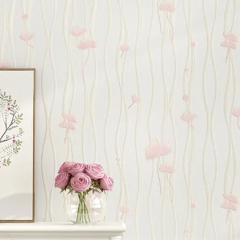 

Modern fresh pattern non-woven fabric 3Dwallpaper double layer embossed dandelion pattern design fresh color for bedroom walls