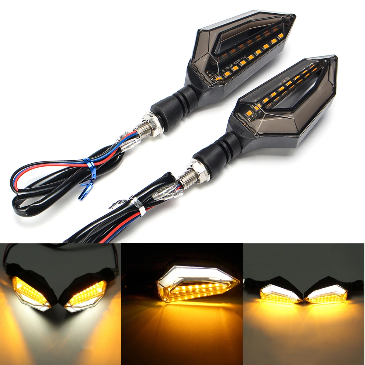 4pcs Universal Motorcycle Turn Signal New White Daytime Running Flowing Water Flicker LED Light DRL Amber Indcator | Автомобили и