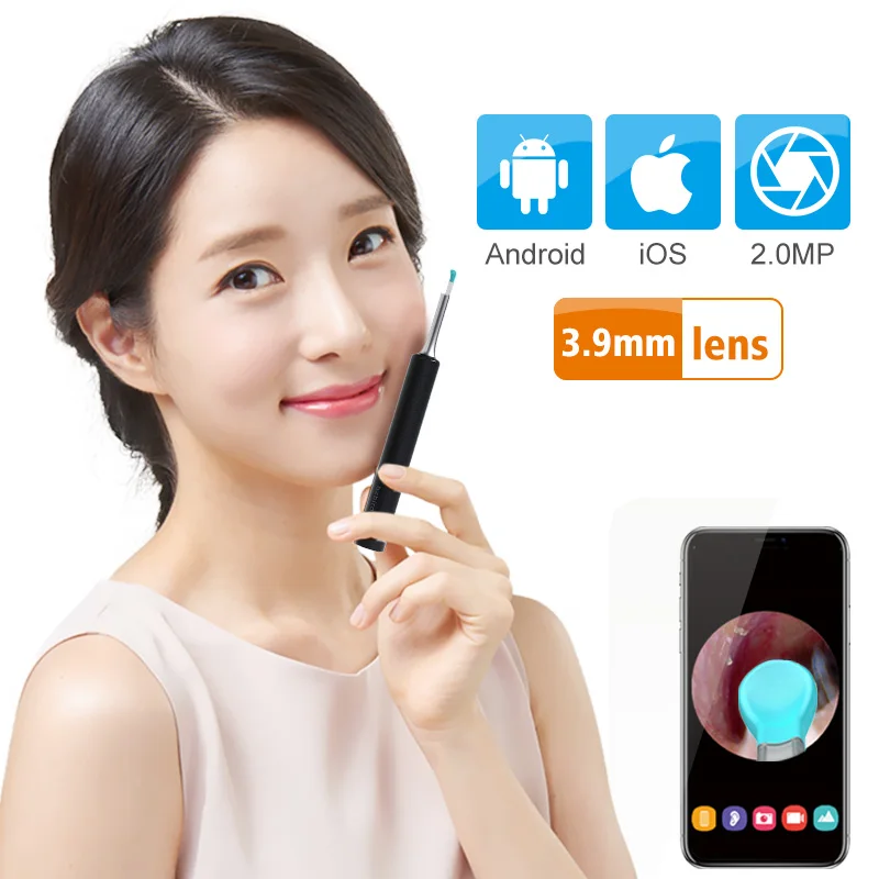 

3.9 mm HD Ear Microscope Inspection Camera Ear Otoscope with 6 LED Ear Scope with Ear Wax Removal Tool for iPhone iPad & Android