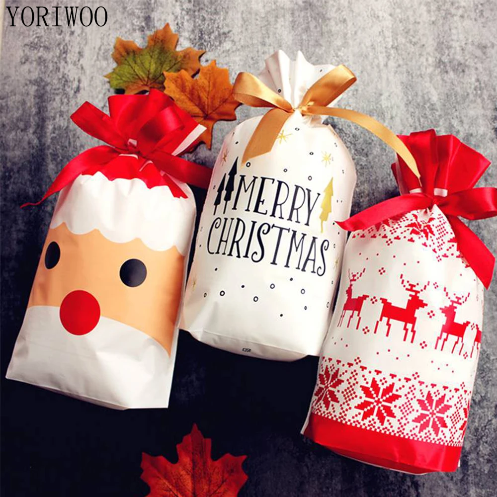 Йориу меррри Рождественский Подарочный мешок детский Подарочный мешок для конфет пластиковый Санта Клаус рождественские украшения для дома орнамент с рождественской елкой