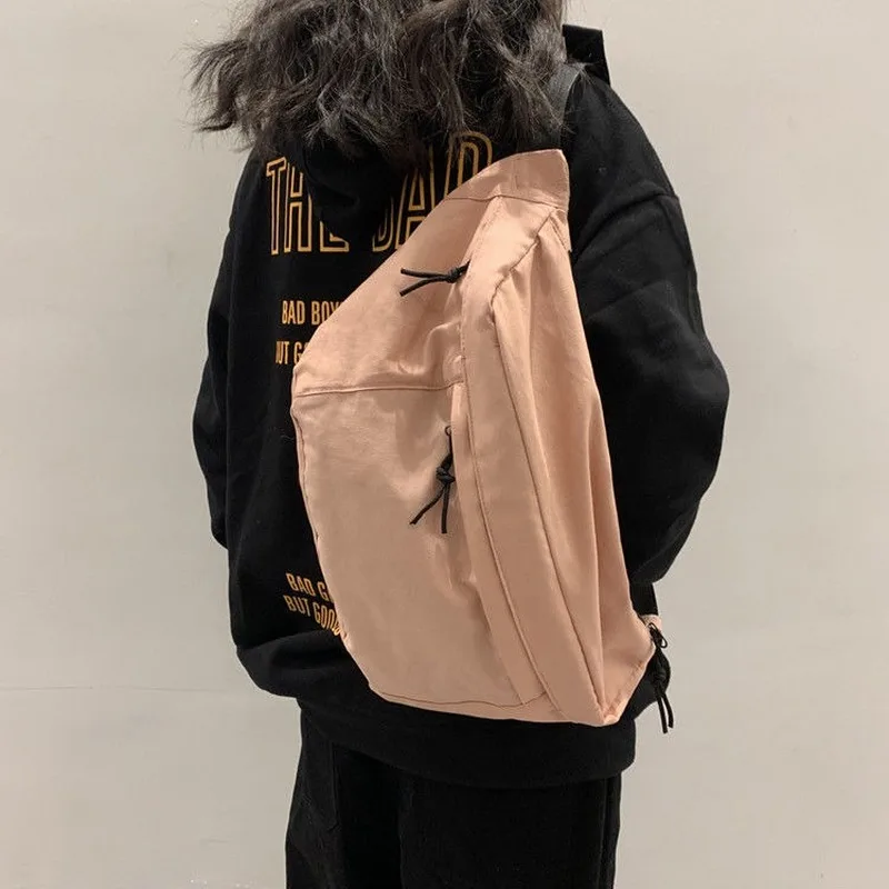 Waist Packs Large Capacity Solid Unisex Couples Leisure Chest Fanny Bag Shoulder Cross Body Retro Street Harajuku Nylon Bags BF Waist Bag Chest Bag Crossbody Bag