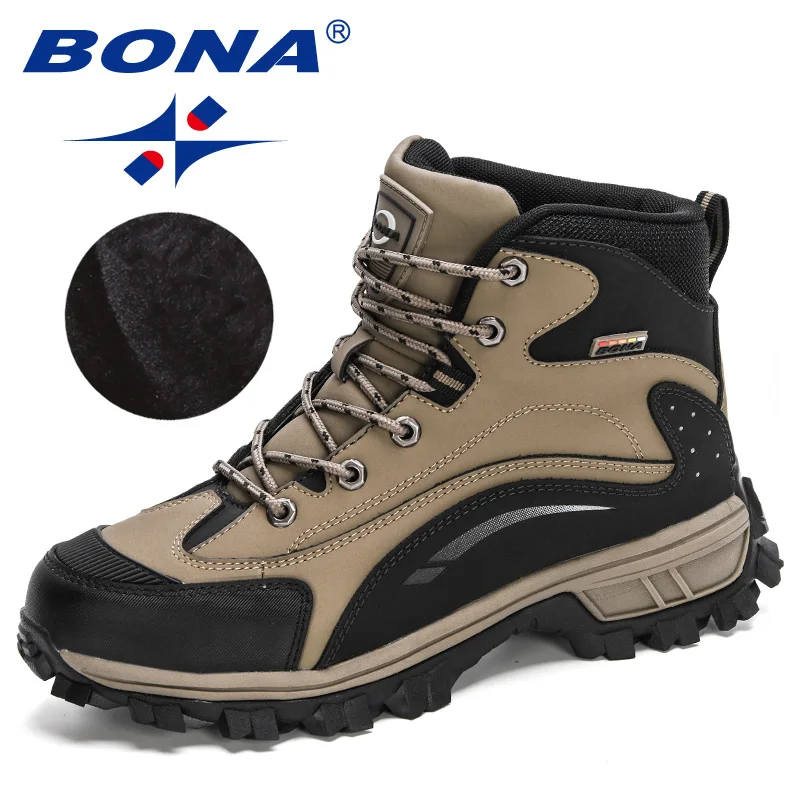 BONA 2020 New Designers Nubuck Snow Boots Warm Plush Boots Men Ankle Boot Outdoor Non-Slip Winter Footwear Masculino Comfortable