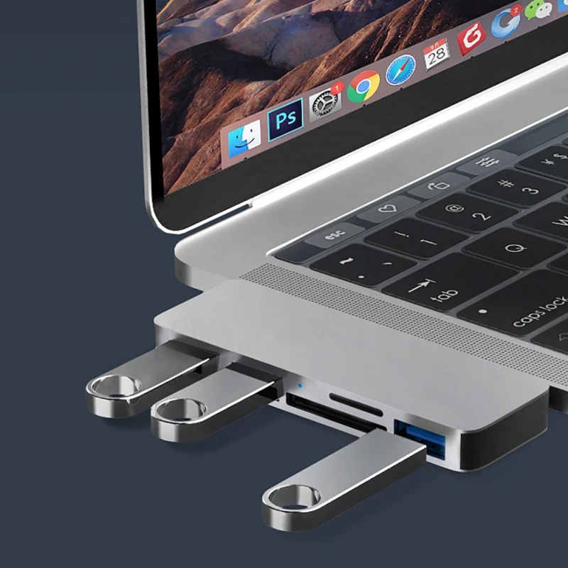 Портативный USB 3,0 концентратор адаптер тип-c конвертер Поддержка SD/Micro SD кард-ридер для MacBook, для huawei, для Xiaomi