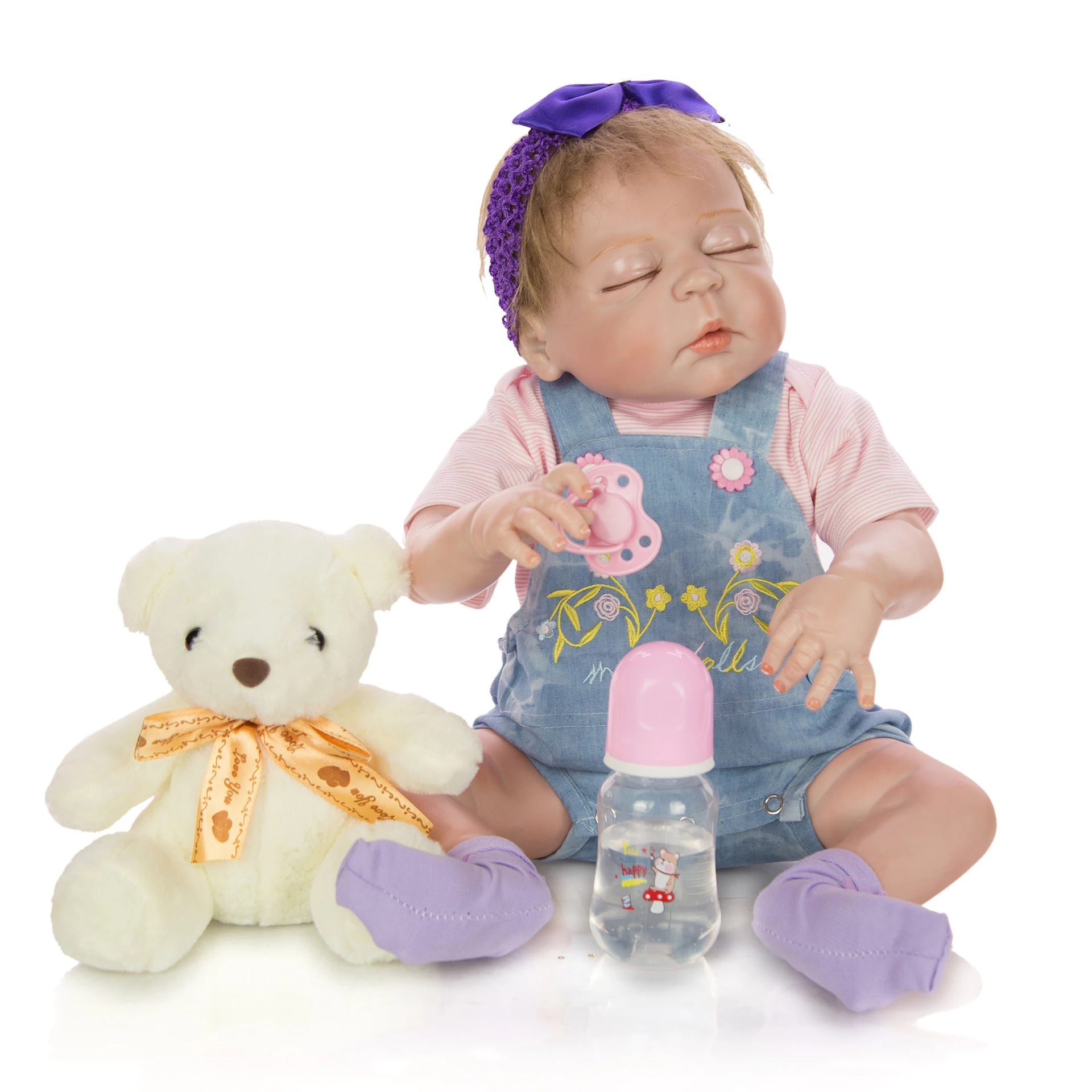 23 дюймов закрытые глаза Bebe Reborn Boneca реалистичные мягкие силиконовые Новорожденные Menina Reborn куклы игрушки для детей подарок