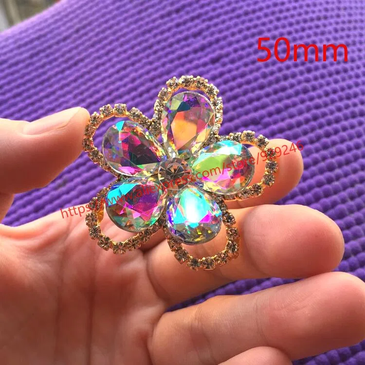 flower Блестящая золотая AB стеклянная Хрустальная декоративная пуговица для пальто и одежды Высококачественная овальная слеза круглая Цветочная аппликация со стразами - Цвет: flower