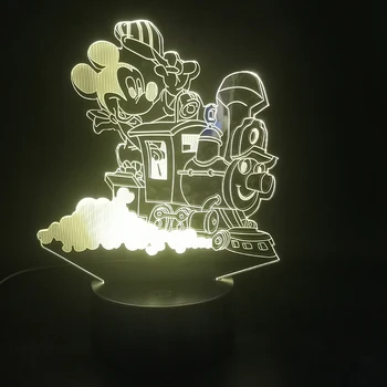 

Mickey Drives The Train Cartoon 3D Lamp The Alarm Clock Base Atmosphere 7 Colors with Remote Touch Sensor Led Night Light Lamp