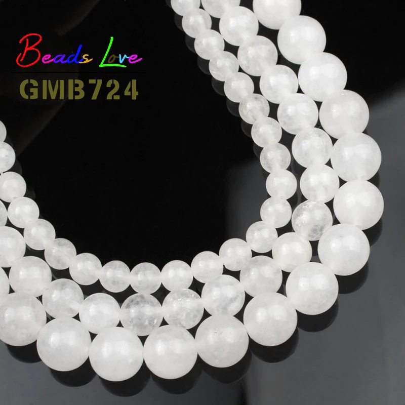 Wholesale Natural Milk White Jades Stone Round Chalcedony Beads 4 6 8