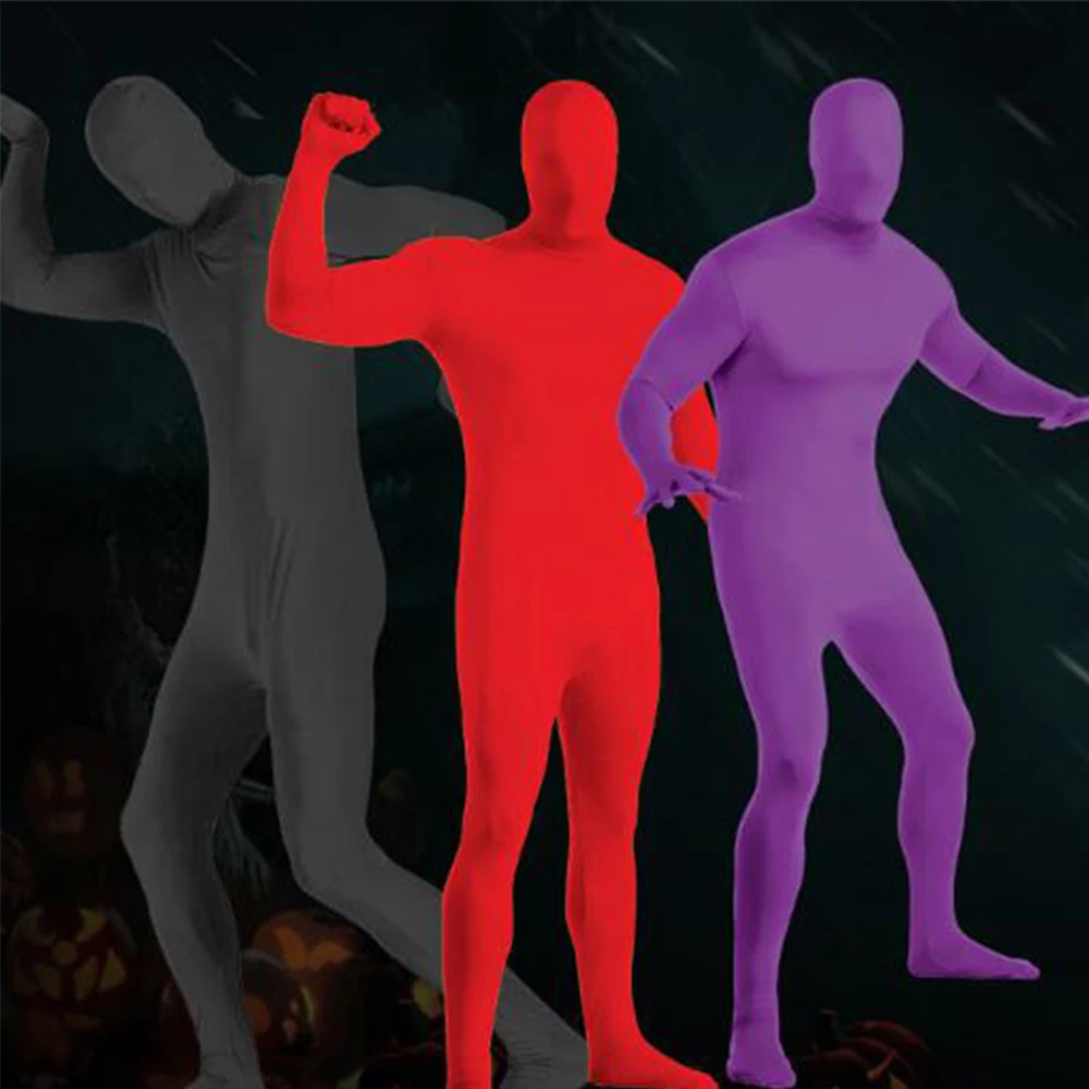 Красный Zentai мужской костюм комбинезон того же дня доставка по индивидуальному