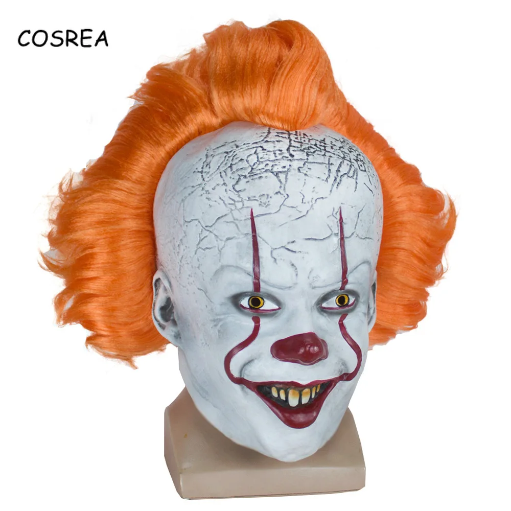 Это: глава 2 Маска пеннивайза желтые волосы Джокер косплей костюм клоуна на