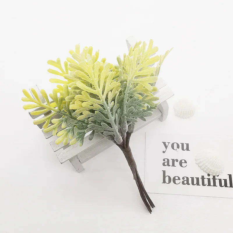 6 шт. Рождественская Снежинка трава шелк Fllowers Скрапбукинг искусственные растения для дома Свадебная вечеринка Декор пластилевые Цветочные венки