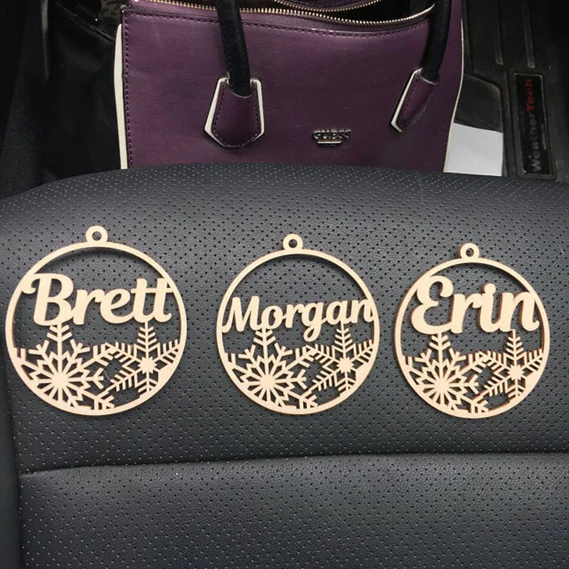 Personalized name Ornaments, Custom Name Snowflake Ornament, Wood Christmas Decoration, Name Snowflake
