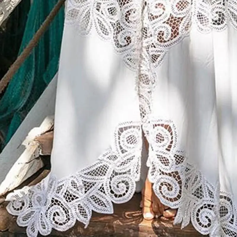 Женское богемное Кружевное платье макси на одно плечо, повседневное асимметричное платье, женское элегантное шикарное праздничное длинное платье