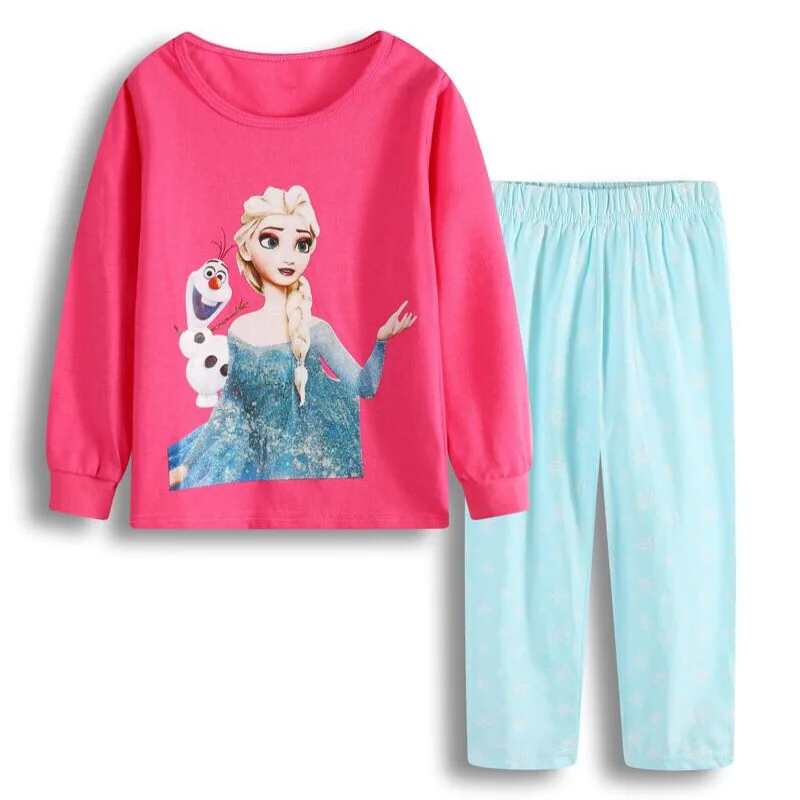 Pajamas Sets New Spring Girls Kids Princess Anna Elsa Sleepwear Children Cartoon Clothing Set Baby Long Sleeve Home Costume