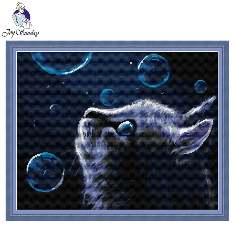Joy Sunday, ночной Кот, Набор для вышивания крестиком, 11CT печатная ткань, Счетный Набор для вышивания крестиком, Набор для вышивания крестиком с животным узором