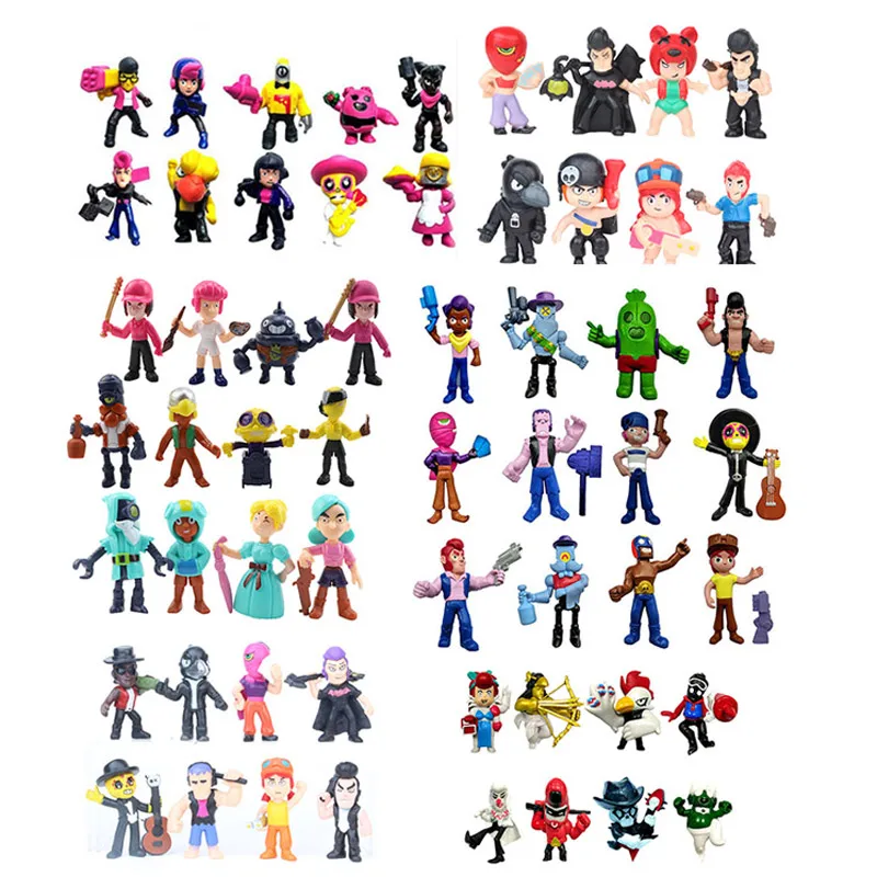 58 шт./лот Brawls фигурка игра Звездный герой модель Спайк Шелли Кольт Леон Примо мортис кукла новый год Рождество игрушка подарок для мальчика