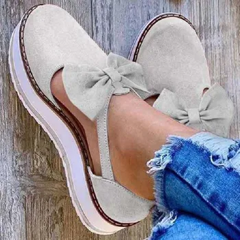 

2020 New Summer Women Flats Fashion Buckle Strap Flat Shoes Butterfly-Knot Platform Sandalias Plus Size Shoes Chaussures Femme