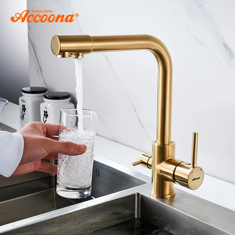 Кухонный Смеситель Accoona краны с функцией очистки воды фильтр для чистой латунный