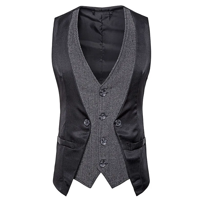 New Style Men Cool Joint Mock Two-Piece Single Breasted Casual Vest M64