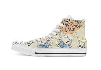 

Rocko's Modern T Shirt Custom Casual High Top lace-up Canvas shoes sneakers Drop shipping