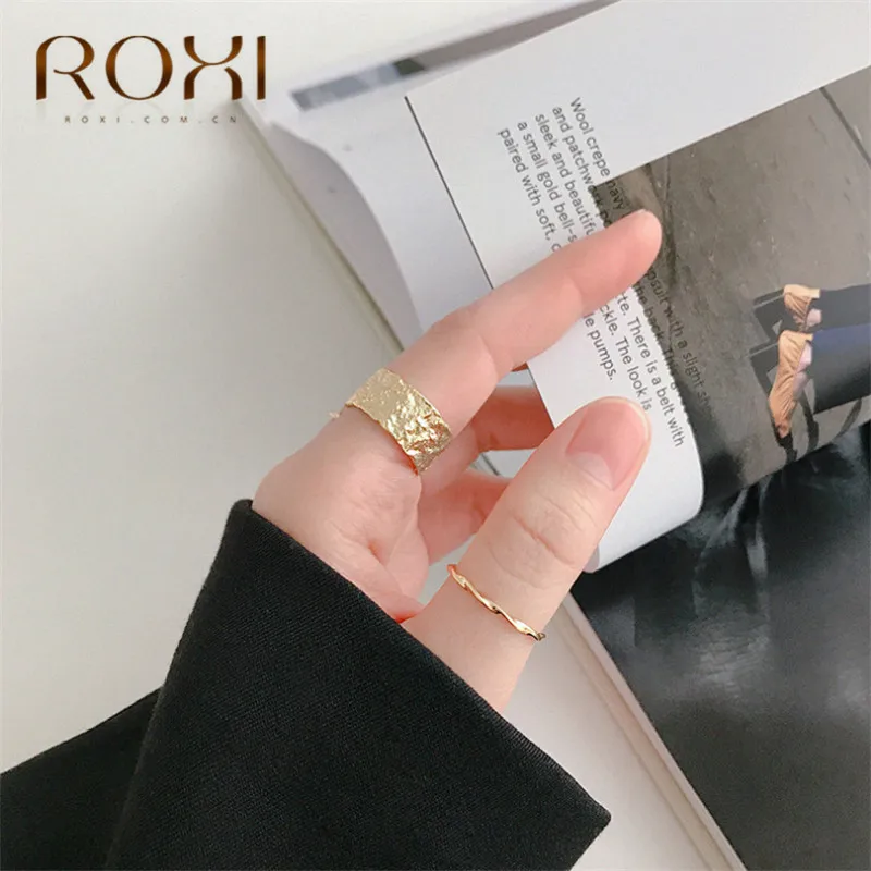 ROXI Твист веревка кольца из стерлингового серебра 925 для женщин девочек Корейский простой INS минималистский шик волна свадебное кольцо на палец ювелирные изделия